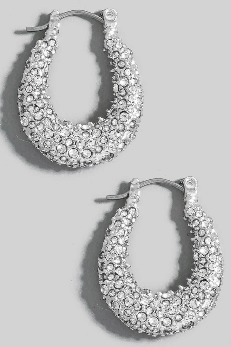 Pave Graduated Latch Hoop Earrings