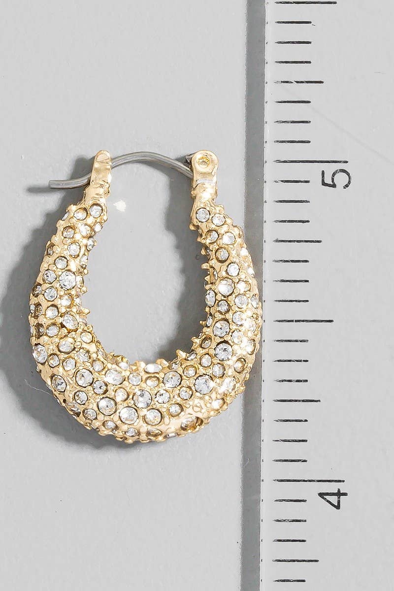 Pave Graduated Latch Hoop Earrings