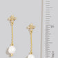 Pearl Bead Charm Chain Dangle Cross Stud Earrings