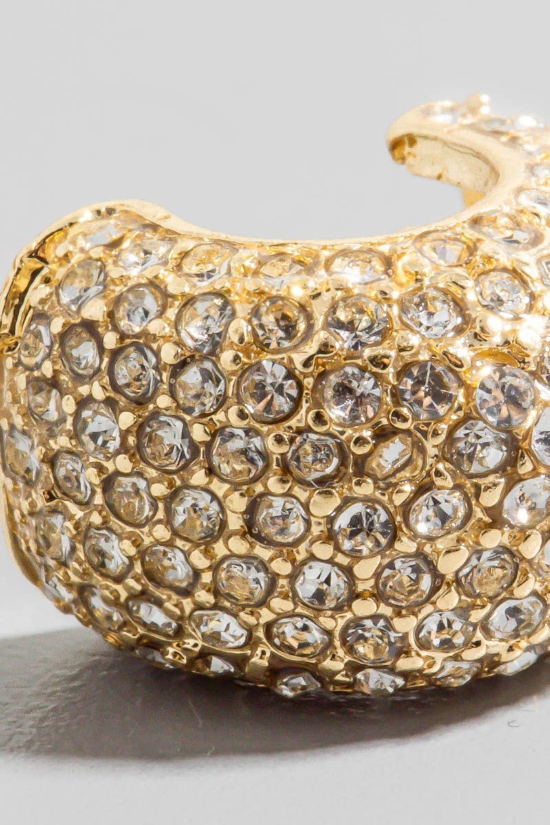 Pave Wide Curved Latch Hoop Earrings