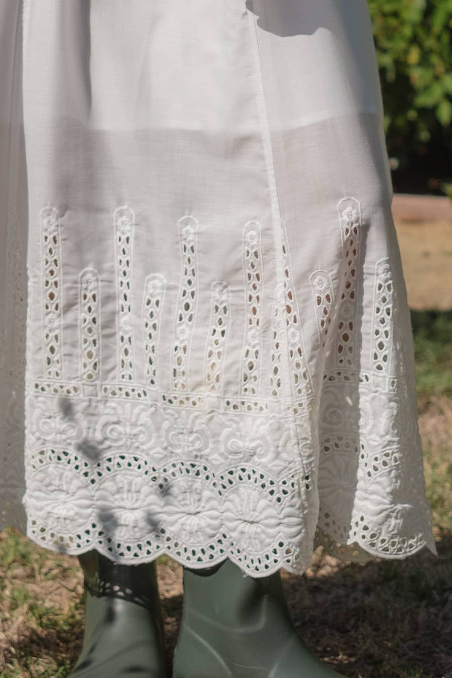 Off-White Embroidered Open Back Maxi Dress