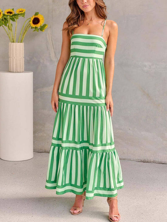 Green Striped Maxi Dress