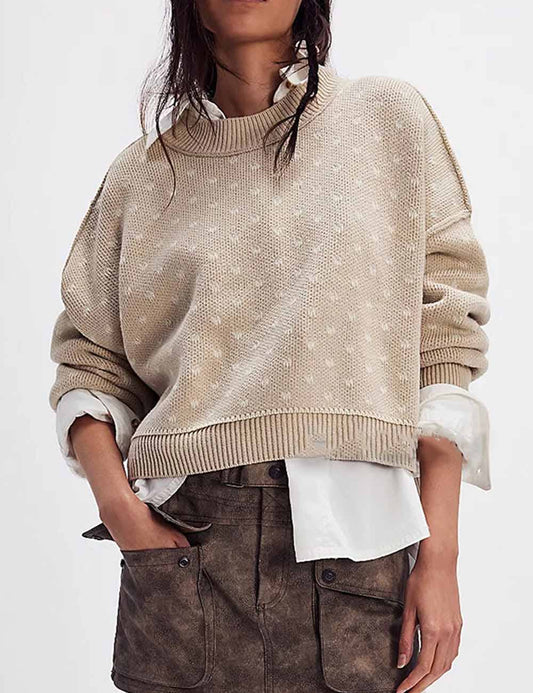 Butterfly Jacquard Cropped Sweater