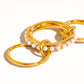 Danton 18K Gold Non-Tarnish Multi Stack Pearl Band Ring: Yellow Gold / 8