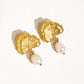 Béatrice 18K Gold Non-Tarnish Floral Pearl Earring: Yellow Gold