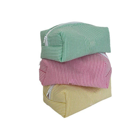 Yellow Striped Cosmetic Bag