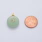 18K Gold Filled 23mm Green Jade with Clear CZ Round Natural Gemstone Pendant