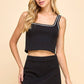 Motion Contrasting Stripes Knit Cropped Tank Top