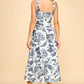 Toile Printed  Sweetheart Neckline Midi Dress