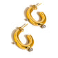 Alsace 18K Gold Non-Tarnish Two Toned C Hoop Earring: Multi-Colored