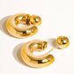 Fernanda 16K Gold Non-Tarnish Ball C Hoop Earring: Yellow Gold