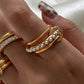 Danton 18K Gold Non-Tarnish Multi Stack Pearl Band Ring: Yellow Gold / 8