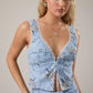 SLEEVELESS LACE TRIM DETAIL OPEN TOP