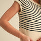 STRIPED PATTERN KNITTED OFF SHOULDER TOP