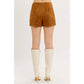 SLEEK FAUX SUEDE MINI SKORT WITH WHIPSTITCH HEM