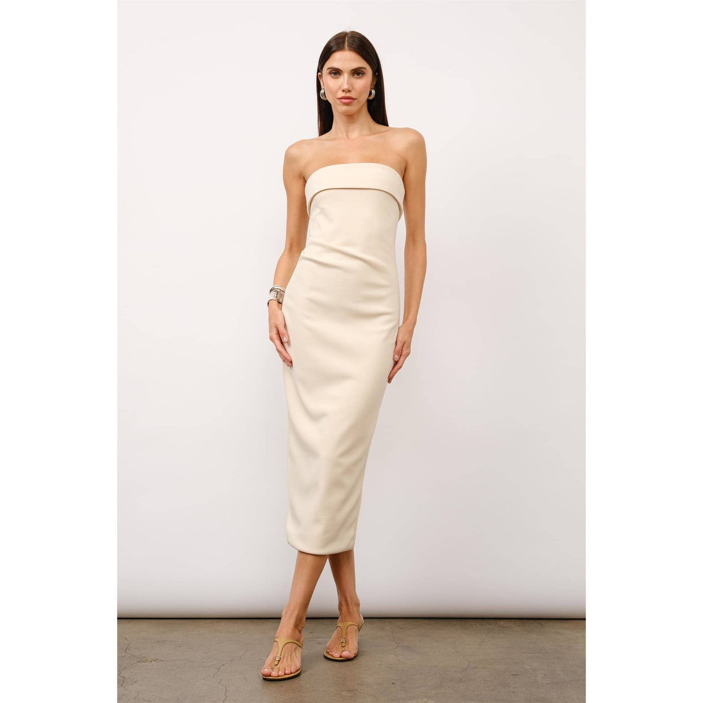 Mila Lux Crepe Fitted Midi Dress (RT)