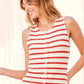 Red Striped Knit Crochet Top