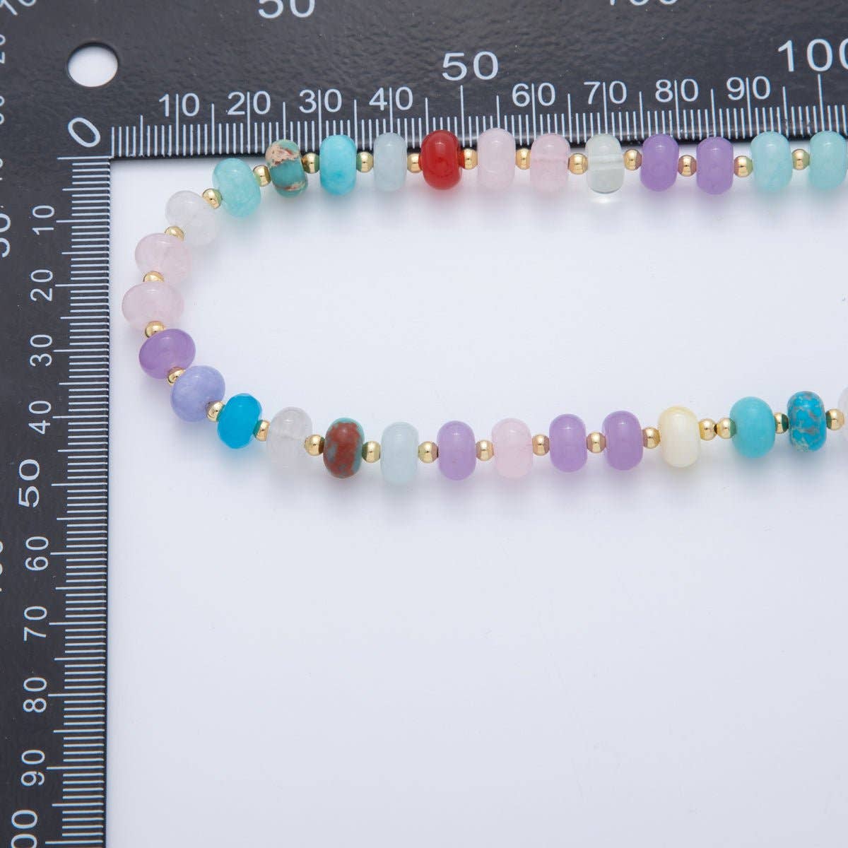 18K Gold Filled Natural Gemstone Rondelle Bead 17.6 Inch Gemstone Chain Necklace