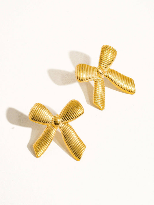 Lillian 18K Gold Non-Tarnish Bow Stud & Ring: Yellow Gold / Stud