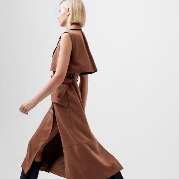 French Connection Women s Azra Twill Sleeveless Trench Coat 6