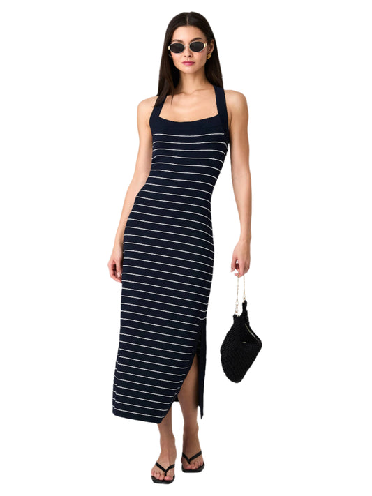 Navy and White Midi Dress
