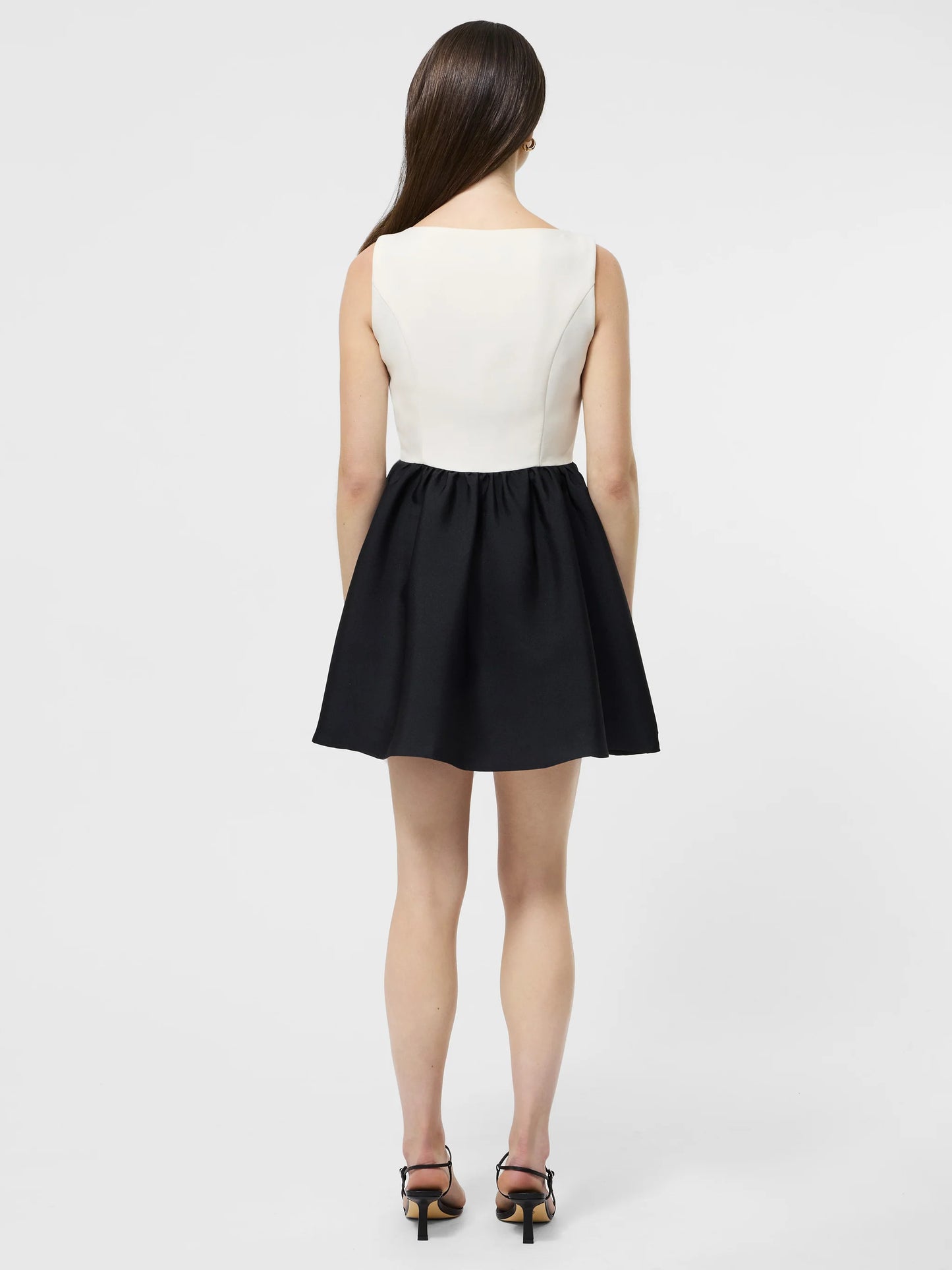 Cream Black Color Block Mini Dress