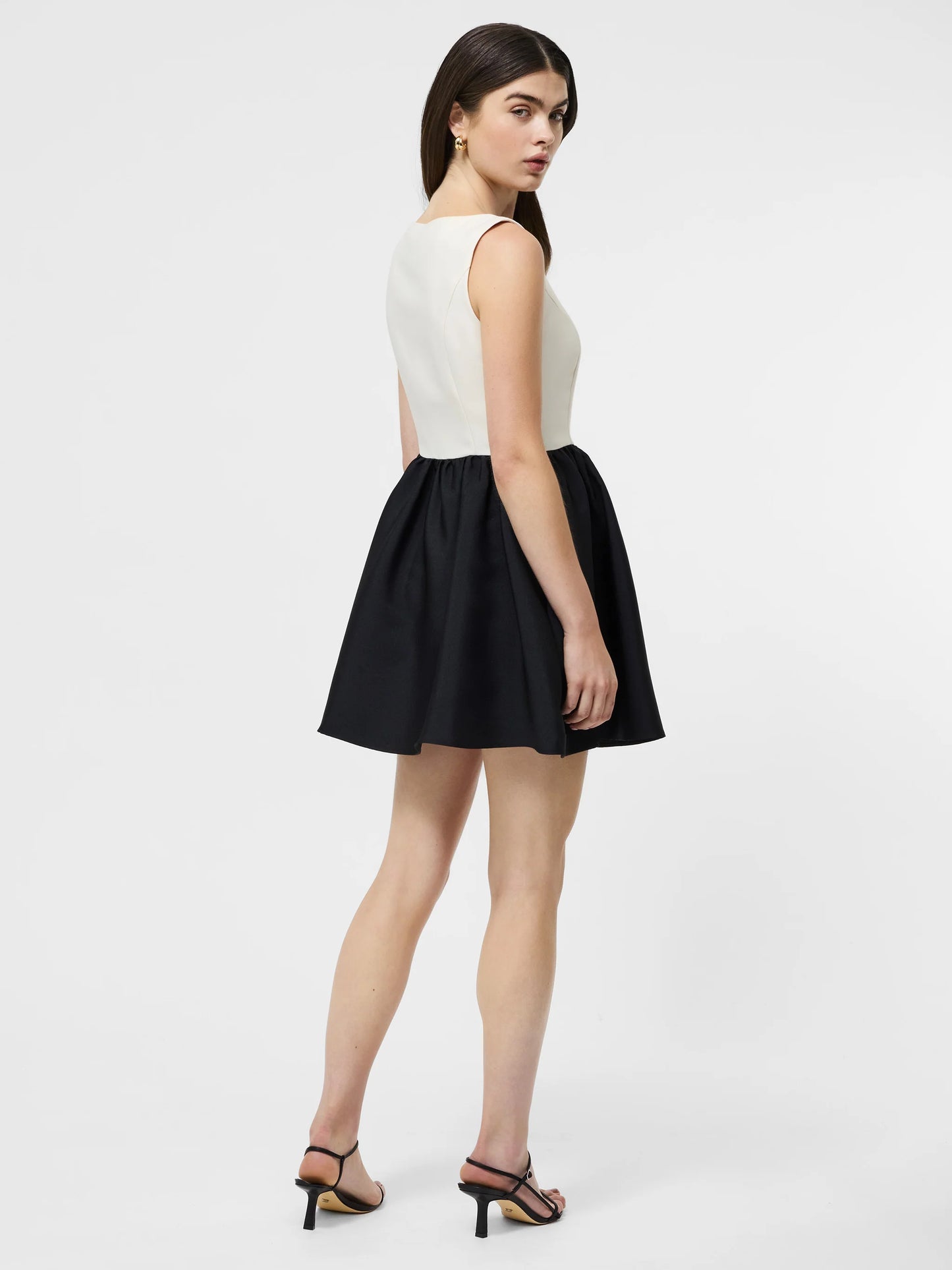 Cream Black Color Block Mini Dress