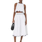 White Cotton Scallop Midi Skirt