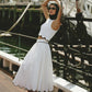 White Cotton Scallop Midi Skirt