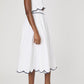 White Cotton Scallop Midi Skirt