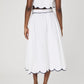 White Cotton Scallop Midi Skirt