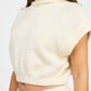 TURTLE NECK CAP SLEEVE TOP CREAM