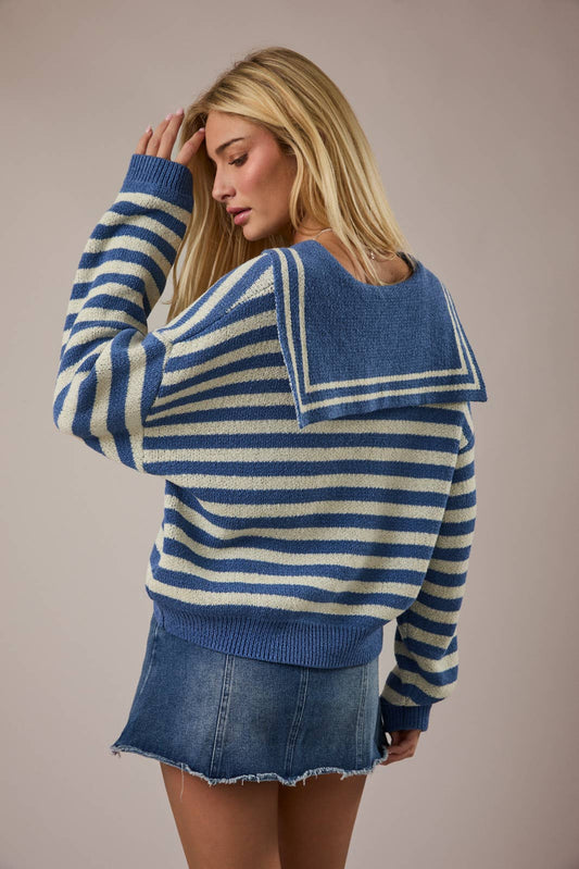 SAILOR COLLAR STRIPE SWEATER