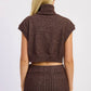 TURTLE NECK CAP SLEEVE TOP CHOCOLATE