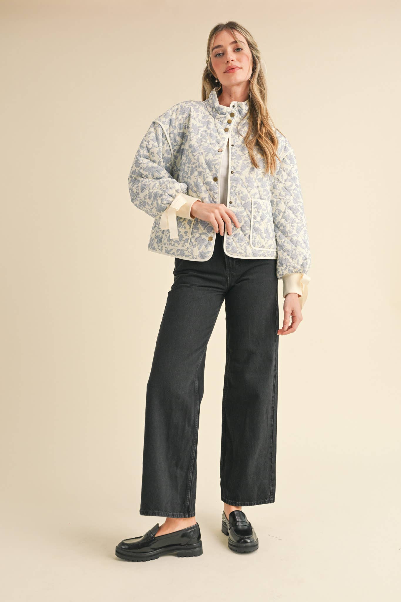 Blue Floral Quilted Jacket