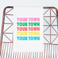 Local Name Drop Ombre Retro Custom Towel (Bright)