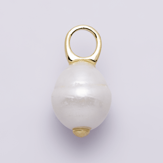 14K Gold Filled White Ringed Baroque Freshwater Pearl Drop Pendant