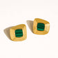 Solenne 18K Gold Non-Tarnish Enamel Square Earrings: White