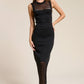 Boho Crochet Macrame Mesh Midi Knit Dress
