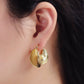 24K Gold Filled 30mm Line-Textured Curved Latch Hoop Earrings
