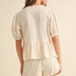 STRIPED PATTERN RUFFLED BLOUSE