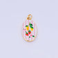 24K Gold Filled 23mm Enamel Art Oval Charm Lemon & Strawberry