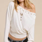Metal Stud One Shoulder Top