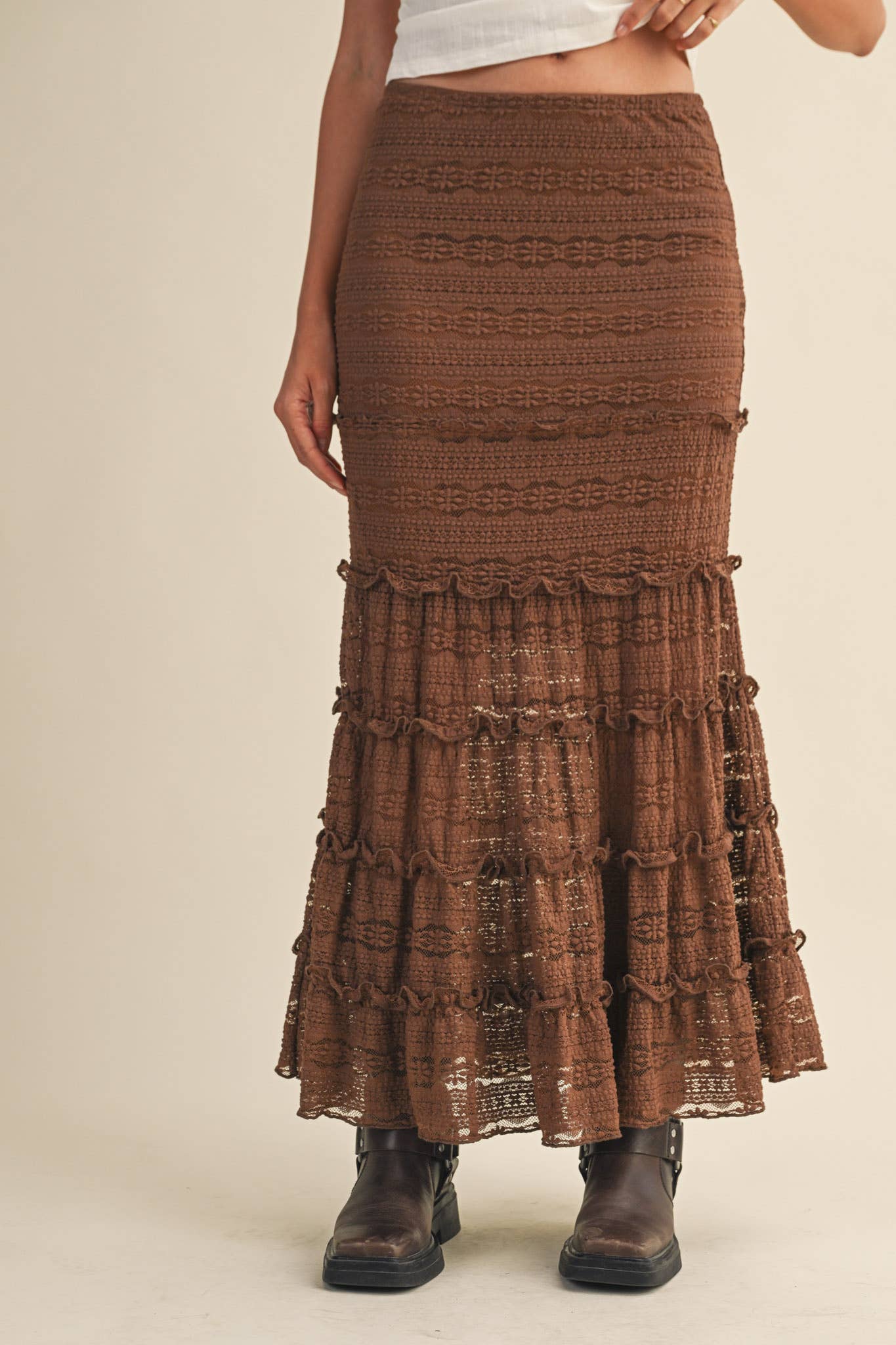 Lace Tiered Ruffle Maxi