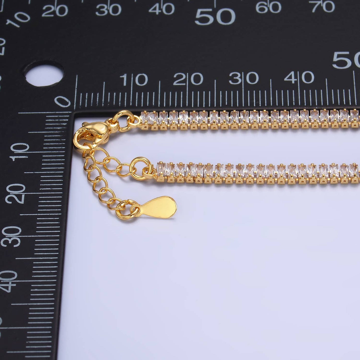 24K Gold Filled CZ Baguette 7inch Tennis Bracelet