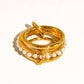 Danton 18K Gold Non-Tarnish Multi Stack Pearl Band Ring: Yellow Gold / 8