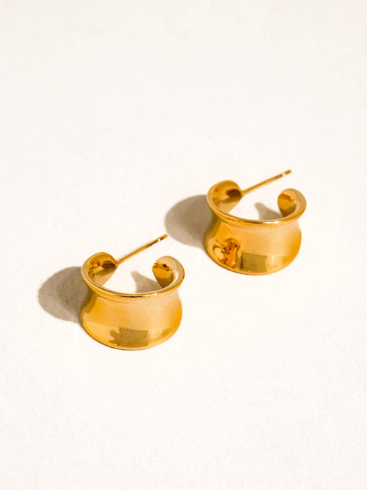 Yvaine 18K Gold Non-Tarnish Wide Dome Hoop Earrings: Yellow Gold