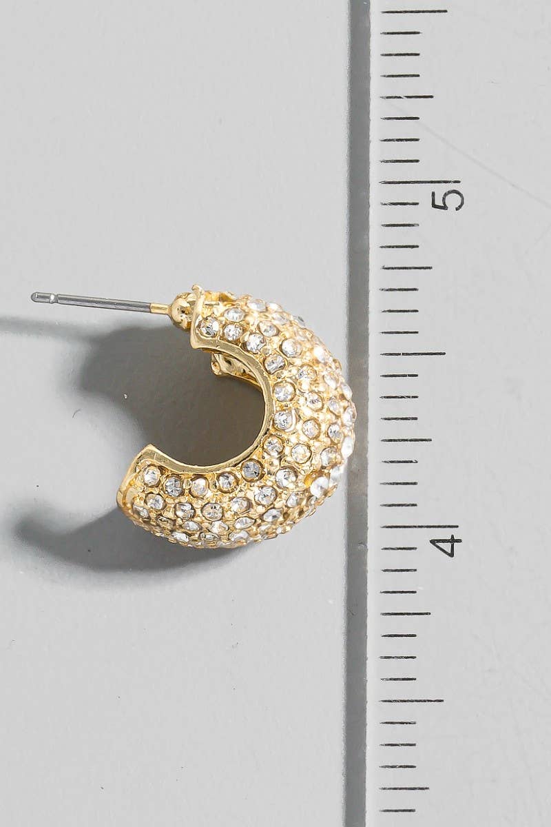 Pave Wide Curved Latch Hoop Earrings
