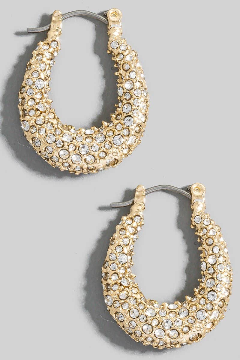 Pave Graduated Latch Hoop Earrings