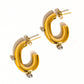 Alsace 18K Gold Non-Tarnish Two Toned C Hoop Earring: Multi-Colored